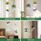 Wall Mount Plant Holder Outdoor Rotating Window Plants Shelves Metal Wall Plant Stand 3 Tier Wall Planters for Indoor Plants, for Outdoor, White