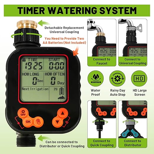 100FT Drip Irrigation Kit - 28 Adjustable 360° Nozzles & T-Connectors for Garden, Lawn & Plant Watering System