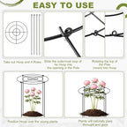 Geelin 15 Pack Peony Cages Bulk 12'' Dx 16'' H Peony Cages and Supports Heavy Duty Metal Plants Grow Through Support Rings Hoops for Outdoor Plants Flower Strawberry Tomato Strawberry(Black)