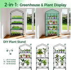 Ohuhu Small Greenhouse for Indoor Outdoor with Wheel, Portable Plastic Plant Green House 4-Tier Rack Stand Portable Greenhouses with Durable PE Cover for Seedling