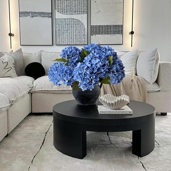 ZYTUYO 4 Pcs Royal Blue 20 inches Real Touch Hydrangea Artificial Flowers Boho Lifelike Real Looking Latex Hydrangeas Flower with Long Stem for Indoor Living Room Spring Home Decor Table Flower