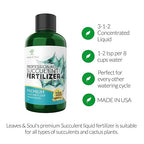 Professional Liquid Succulent Plant Fertilizer | 3-1-2 Concentrate for Plants and Flowers | Multi-Purpose Blend & Gardening Supplies | 8 oz Bottle