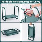 FEED GARDEN Garden Kneeler and Seat, Upgraded Foldable Gardening Stool with 10.23" Wide Kneeling Pad, Heavy Duty Gardening Bench Chair with 2 Tool Pouches, Gardening Gifts for Seniors Mom Women Men