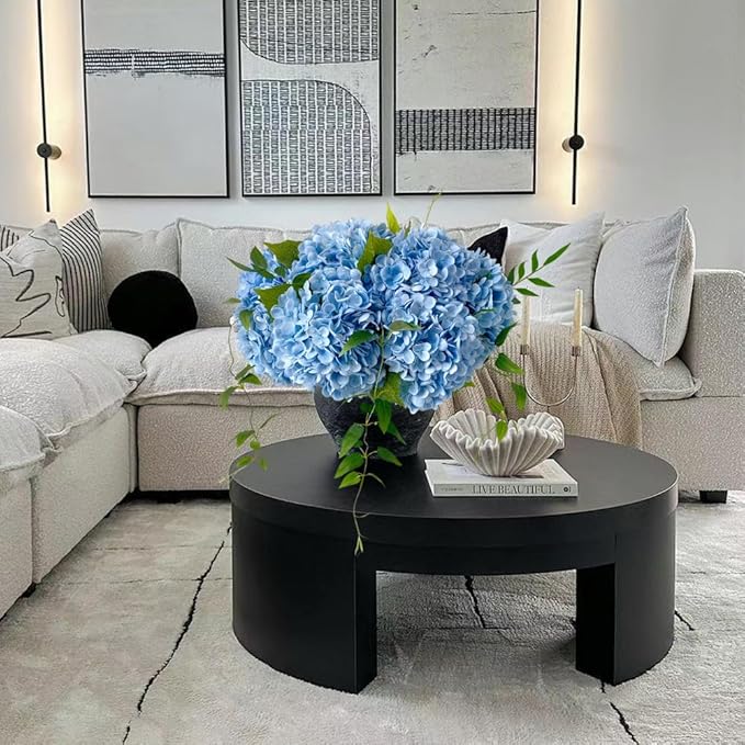 ZYTUYO 4 Pcs Real Touch Light Blue Hydrangeas Artificial Flower 21'' Realistic Faux Latex Hydrangeas Flower for Home Decor Kitchen Living Room Spring Table Wedding Xmas Arrangement
