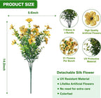 Artificial Flowers Fake Plants for Outdoors Spring Decoration, 13Bundles Silk Realistic UV Resistant Faux Flowers for Outside Planter Porch Yard Patio Garden Home Indoor, Yellow