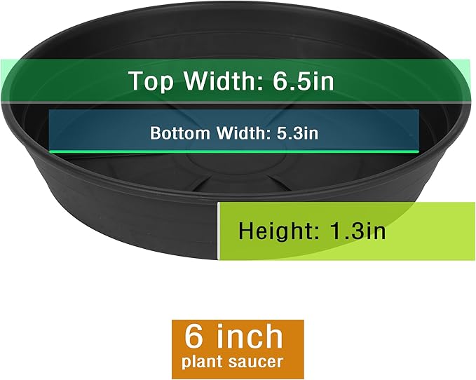 LWALRS 4 Packs 6 Inches Plant Saucer Drip Trays, Round Plastic Plant Pot Saucers Flower Pot Tray for Indoor Outdoor