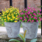 12 Bundles Outdoor Artificial Flowers UV Resistant Fake Boxwood Plants, Faux Greenery for Indoor Outside Hanging Plants Garden Porch Window Box Home Wedding Farmhouse Décor (Yellow)