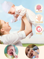 Geyoga 12 Pieces Newborn Hat Mittens Gloves Set Baby Boys Girls Cotton Baby Beanie for 0-12 Months