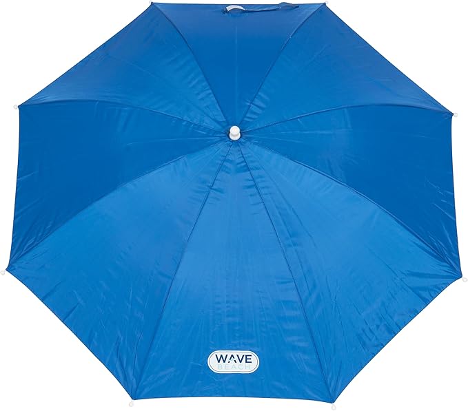 Rio Brands Wave Beach 4' Adjustable Clamp-On Beach Umbrella and Sun Shade, Lightweight Polyester Umbrella with Clamp for Chair