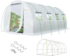 KING BIRD Premium 20x10x6.6FT Greenhouse for Outdoors, Large Walk-in Upgraded Galvanized Metal Frame, Mesh Door Screen Window Improved Zipper Tunnel Hoop for Garden Plant Winter, 2 Stiffeners, White