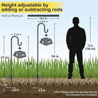Decorative Shepherd Hooks for Garden, 94 Inch Weather-Resistant Steel – 5 Fork Base Design for Hanging Flower Baskets, Wind Chimes, String Lights – Elegant Scroll Top – Black