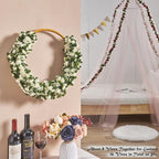 8 Pcs x 8.2 ft Flower Garland Artificial Rose Vine Flowers with Green Leaves Hanging Fake Roses Vine for Room Party Home Wedding Birthday Christmas Wall Arch Decor, Spring White Flower