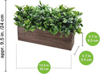 Winlyn 14" Artificial Boxwood Plants in Rectangular Wood Planter Farmhouse Greenery Arrangement Centerpiece Faux Potted Herb Plant for Wedding Dining Room Table Kitchen Windowsill Mantel Shelf Décor