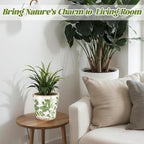 Beeveer Farmhouse Ceramic Planter 5.5 Inch Large Plants Pot Ice Crack Beige Green Flowers Plant Pots with Drainage Hole Indoor Plants Kitchen Rustic Antique Decor Gift