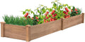 ketive Raised Garden Bed Without Legs 8x2Ft ft Large Elevated Wood Planter Box for Vegetables, Flowers, Herbs, and Succulents（Brown）