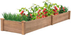 ketive Raised Garden Bed Without Legs 8x2Ft ft Large Elevated Wood Planter Box for Vegetables, Flowers, Herbs, and Succulents（Brown）