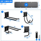 CBWLWJ Garage Tool Organizer Wall Mount, 64 inch Garage Wall Organizer, 680lbs Sturdy Garden Tool Organizer with 9 Adjustable Hooks, for Yard, Shed, Basement, Workshop(Black)