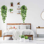 BLEUM CADE 1pcs Fake Hanging Plants Kit with Pot and Plant Hanger, Artificial Pothos Vines Hanging Potted Plant Greenery for Home Living Room Indoor Outdoor Decor
