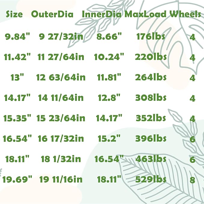 15.3 Inch Square Rolling Plant Caddy Saucer with Wheels, Heavy Duty Wheeled Planter Stand for Potted Plant, Coaster Roller Base Tray with Casters, Flower Pot Dolly Holder for Indoor Outdoor