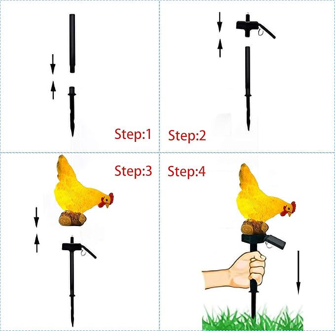 Outdoor Chicken Solar Lights: Resin Garden Decor for Outside Patio Yard Cute Chicken Gifts for Housewarming Mother's Day Birthday