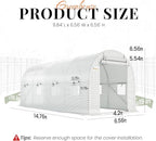 KING BIRD Premium 15x6.6x6.6FT Greenhouse for Outdoors, Large Walk-in Upgraded Galvanized Metal Frame, Mesh Door Screen Window Improved Zipper Tunnel Hoop for Garden Plant Winter, White