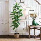 Ficus Tree Artificial Plants Indoor, 6FT Tall Fake Trees in White Pot, Large Potted Silk Floor Plant Artificial Trees, Green Lifelike Faux Ficus Tree for Home Room Office Porch Decor-Green
