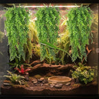 PINVNBY 3 PCS Green Reptile Plants Terrarium Hanging Fake Vines with Suction Cup Artificial Leaves Bearded Dragon Tank Accessories Terrarium Decor for Leopard Gecko Lizard Snake Geckos Chameleon