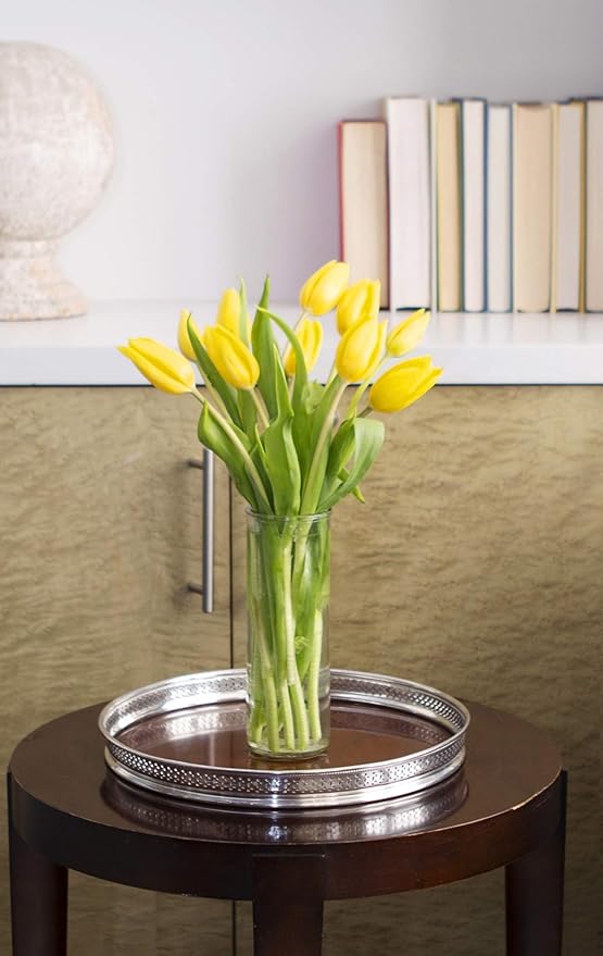 KaBloom - Bouquet of Fresh 10 Yellow Tulips with Vase - Fresh Flowers for Birthday, Valentine's & Mother's Day
