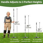 Heavy Duty Iron Weeding Rake, Complete Weed Rake Tool with 4-Section Adjustable Handle(33" to 65"), 8 Tines Thick Steel Weed Puller Tool for Raised Garden Beds, Flower Beds & Soft Soil