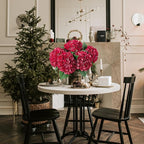 ZYTUYO 5 Pcs Red Silk Hydrangeas Artificial Flower Boho Dried Touch 20'' Faux Hydrangeas for Fall Home Decor Kitchen Living Room Porch Wreath Xmas Wedding Flower Arrangement