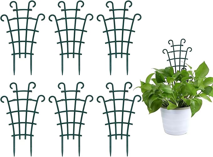 UWIOFF Indoor Small Trellis, 6Pcs Plant Trellis for Climbing Plants Trellis for Potted Plants Stackable Plastic Pot Plant Support Trellis for Indoor Outdoor Hoya Vines Pothos Houseplants