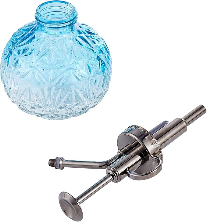 Glass Plant Mister Water Spray Bottle, Succulent Watering Bottle with Plastic Top Pump, Vintage Style Plant Sprayer, Small Watering Can for Indoor Outdoor House Plants - Blue