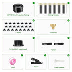 80FT Drip Irrigation System for Garden – Automatic Watering Kit with Solid Brass Metal Connectors, 360° Bendable Tubing &22 Adjustable Nozzles for Greenhouse, Lawn, Yard & Plants