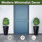 Sieral Set of 2 Tall Outdoor Planters 12 x 18 Inch Large Resin Outdoor Planters for Front Porch Flower Round Floor Decorative Indoor Pots with Drainage(Black)