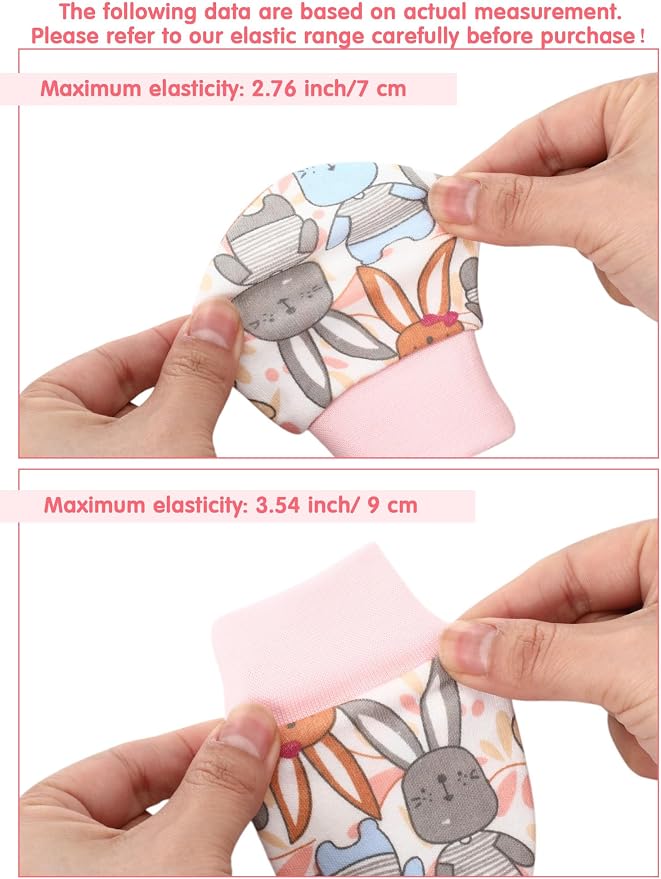 Geyoga 12 Pieces Newborn Hat Mittens Gloves Set Baby Boys Girls Cotton Baby Beanie for 0-12 Months