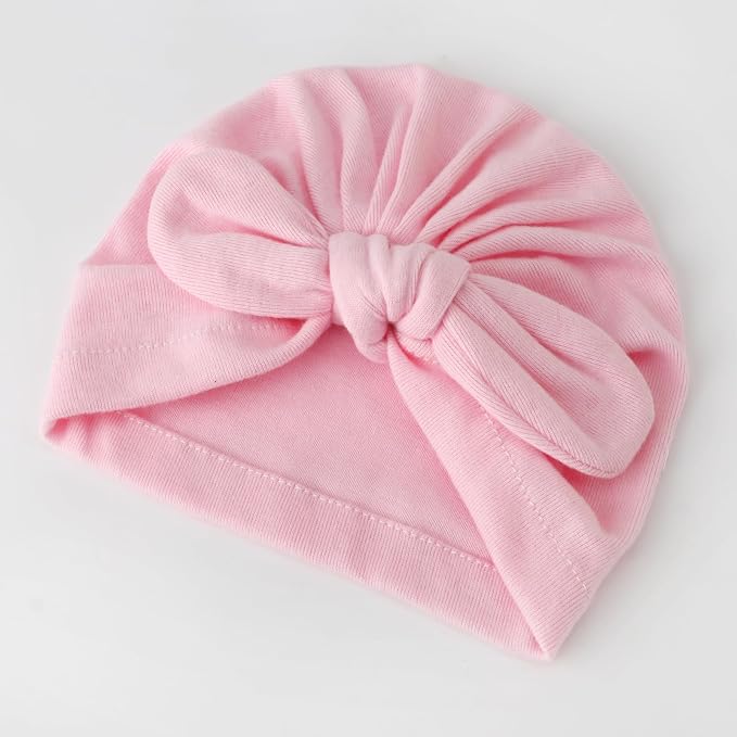 BQUBO Baby Turban Hats and Mittens Set Newborn Infant Hospital Hats Caps with Bows for Baby Boys Girls 0-12 Months