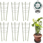 6 Pack Plant Support Cages 18 Inches Small Tomato Cages and Supports with Adjustable Rings for Garden Pots, Climbing Plants, Bonus 98 Feet Twist Ties