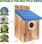4-Piece Outdoor Bird House Set, Bird Houses for Outside with Metal Guards, Safety Locks, Flight Slots, & Ventilation, Bluebird Houses with 1-1/2" Entrance for Bluebirds, Wrens, Finches-Blue