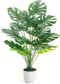 Der Rose 28" Fake Plants Large Artificial Monstera Faux Potted Plants Indoor Tall Tree for Living Room Decor