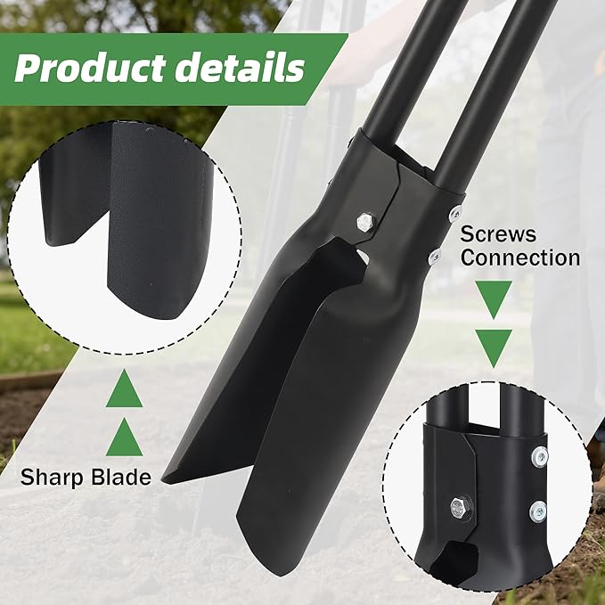 LLARGUEST Post Hole Digger for Gardening, 54 Inch Heavy Duty Metal Hole Digger Tool for Digging,Black Manual Tool for Transplanting, Camping,