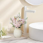 Jahe Faux Hydrangea Flowers Fenterpieces for Tables, Hydrangea Artificial Flowers Mixed Potted Plant, Fake Daisy Mixed Bouquet with Pot, Living Room, Bathroom, Balcony, Light Pink