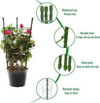 18" Small Plant Support Tomato Cages, 4 Pack Adjustable Garden Trellis for Indoor Outdoor Climbing Plants, Peony Flower Stakes with 66ft Garden Twist Ties, Green Metal Plant Cages for Pots & Garden