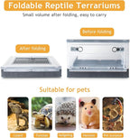 RunDuck Foldable Reptile Terrariums Kits with Plant, Feeding Bowl, Carpet, Easy to Carry, Easy to Move with Wheels, Heat-Resistant Material, Suitable for Lizard Tortoise Leopard Gecko (Black)