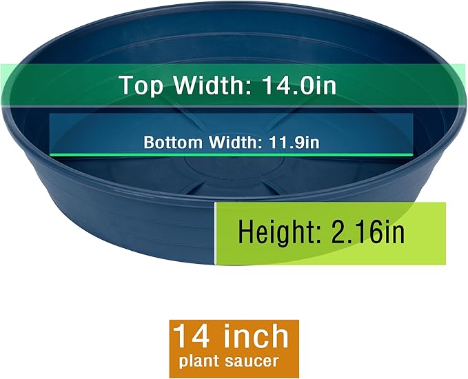 LWALRS Plant Saucer 14 Inch 4 Pack 6 8 10 12 14 16 18 20 25, Plastic Plant Trays for Pots，Extra-Deep Plant Water Dray Tray, Bird Bath Bowl, Heavy Flower Plant Saucers Indoors and Outdoor No Holes