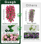 Artificial Geranium Hanging Flowers for Outdoor Decoration, 2 Bundles UV Resistant Silk Geranium Fake Plants Faux Flowers for Front Porch Garden Patio Window Box Outside Indoor Decor (Rose Red)