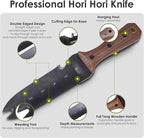 PERWIN Hori Hori Garden Knife, Garden Tools with Sheath for Weeding, Planting, Digging, 7" Stainless Steel Blade with Cutting Edge, Full-Tang Walnut Wood Handle with Hanging Hole