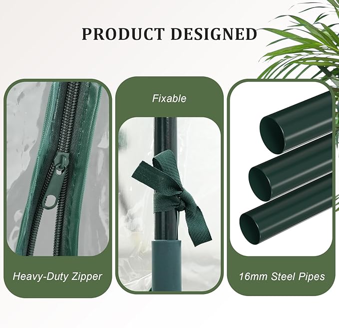 Portable Mini Greenhouse, 40.2"x37.8"x37.8" Greenhouses for Outdoors with Dual Large Zipper Doors & Ground Stakes, Waterproof Plastic Green House for Outside Garden Patio Backyard