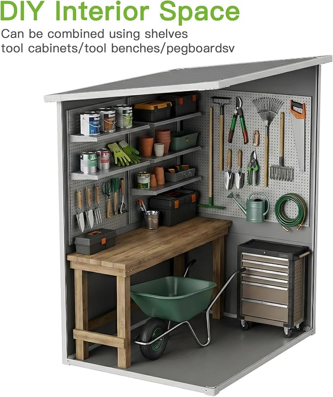 5x3 FT Outdoor Storage Shed with Floor & Window, All-Weather Resin Garden Tool Shed, Waterproof Plastic Garden Shed with Lockable Door, Vents & Roof Rainwater Drainage for Backyard, Garden, Poolside