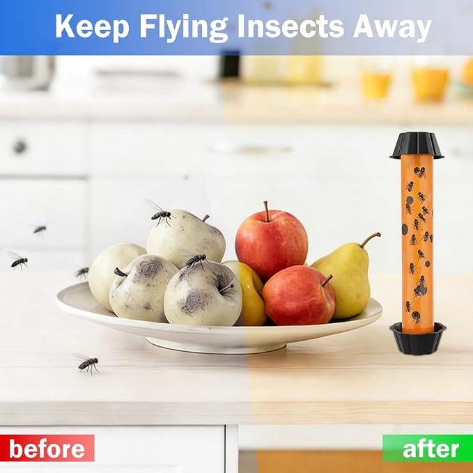 4 Pack Fly Trap Stick, Sticky Fly Traps Indoor/Outdoor, Flies Catcher Paper Tape Strips for Home, Catches All Bugs and Gnats, Mosquito, Flying Insect Killer