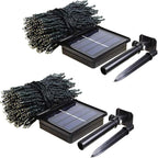 2 Pack 480 LED Solar Chrismas Lights Outdoor, Solar String Lights for Outside with 8 Modes & Memory Function, Waterproof Twinkle Light for St Patrick's Day Xmas Tree Yard Party Decorations (Green)